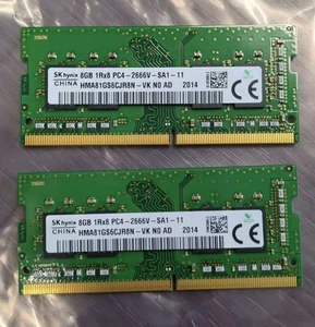 16GB SK Hynix 2x8GB 1Rx8 PC4-2666V-SA1-11 HMA81GS6JJR8N-VK SODIMM Memory DELL - Afbeelding 1 van 1