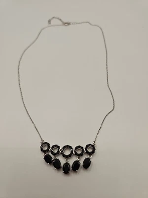Collar de espinela negra plata esterlina nuevo sin etiquetas Foto 1 de 4