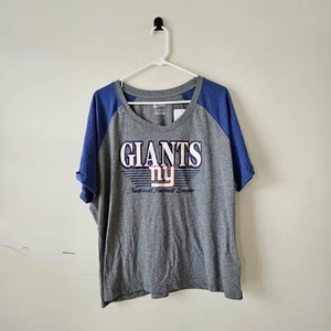 New York Giants T-Shirt Tee Womens 2XL Gray Glitter Logo NFL Team Apparel NWT - Picture 1 of 13