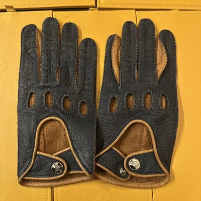 Opinari Blu notte blue classic leather driving gloves - Image 1 of 4