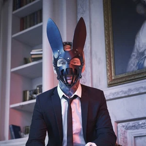 Bdsm Cosplay Juego de rol Fiesta Media Máscara Arnés Facial Hombres Cuero PU Máscaras para Ojos - Imagen 1 de 4
