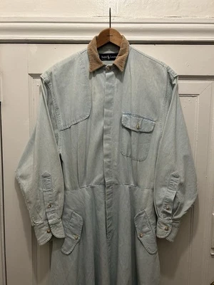 Vintage Women’s Ralph Lauren Chambray Denim Dress Size 10 Duster Corduroy M-L - Image 1 of 4