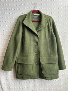 L.L. Bean Vintage Damen Belladini 100% Wolle Mantel Gr. 1X Olivgrün - Bild 1 von 6