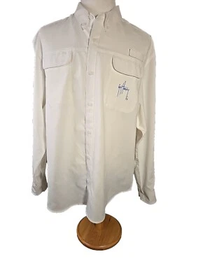 Camisa para hombre Guy Harvey talla 2XL. Blanco Manga Larga, Abotonada Ventilada Pesca Nuevo Foto 1 de 4