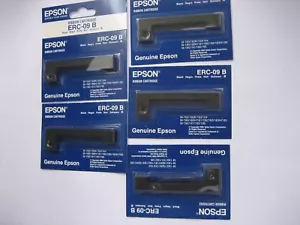 5 -pack Set Bundle Epson Original ERC-09B Ribbon Colour Ribbon Black-Black - Picture 1 of 12