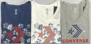 NEW Women's Converse Patriotic Colors V-Neck T-Shirt - Picture 1 of 4