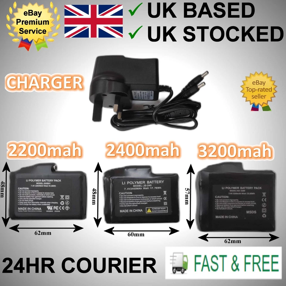 NEW Heated Gloves battery 2200 / 2400 / 3200 mah / Charger Rechargeable Lithium - Image 1 of 1