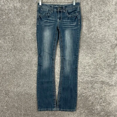 Red Camel Jeans Women's Junior 7 30x32 Boot Cut Low Rise Med Wash Cross Pocket - Image 1 of 4