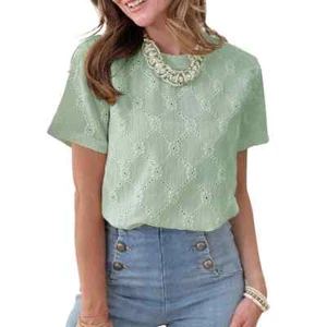 Ladies Loose Shirts Blouse Summer Flowers Short Sleeve Casual Tops Tee Size 6~20 - Picture 1 of 19