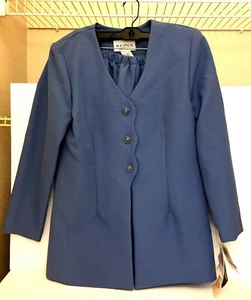 Reina New York Damen blau 2-teiliger Anzug Knopfjacke & Rock Größe 8P - Bild 1 von 9