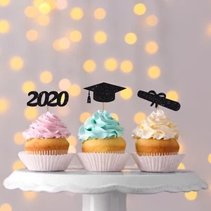 Brillo Graduación Cupcake Toppers Graduación 2025 Decoraciones para Pasteles 2025 Dorado - Imagen 1 de 6