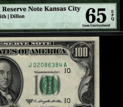 1950c $100 Federal Reserve Note Kansas City PMG 65 EPQ Lowest Mintage (AFE) - Image 1 of 4