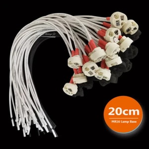 MR16 20cm Lamp Base ceramic socket Base silicon cable For G5.3 GY6.35  LED Blub - Picture 1 of 7