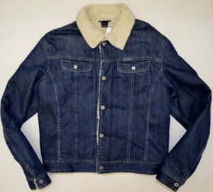 Vintage DIESEL mens GREGG FUR Denim JACKET size XL large SHERPA padded Coat - Picture 1 of 20
