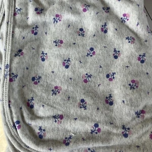 Carter's Receiving Blanket Gray Cotton Jersey Blue And Purple Floral - Picture 1 of 4