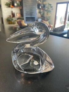 Vintage Villeroy Crystal Pelican Figurine Clear Glass Decorative Sea life Weight - Picture 1 of 8