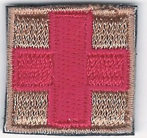 1" Red on Tan Medic Paramedic Patch VELCRO® BRAND Fastener Compatible