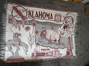 Tapiz vintage raro Ponca City Oklahoma monumentos afgano tiro vaquero Hilti - Imagen 1 de 3