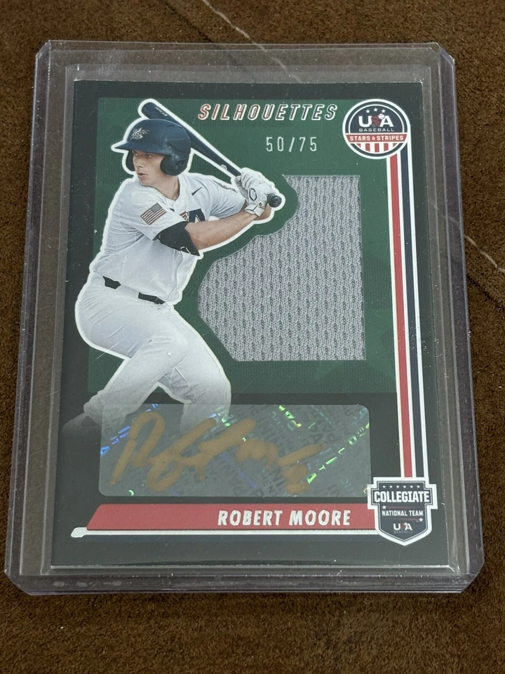 ROBERT MOORE 2022 PANINI STARS STRIPES GOLD AUTOGRAPH MATERIAL /75 SILHOUETTES - Image 1 of 2