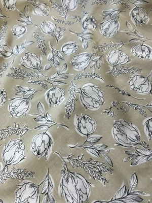 Art Gallery Fabric AGF Neutral Floral  Cotton Knit 2 yards Unruly Terrace NEW! - Image 1 of 4