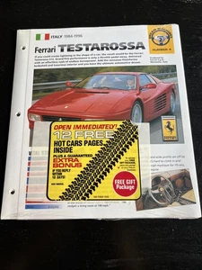 Ferrari Testarossa 1984-1996 spec sheets Hot Cars Dream Machine Group 2 SEALED - Picture 1 of 2