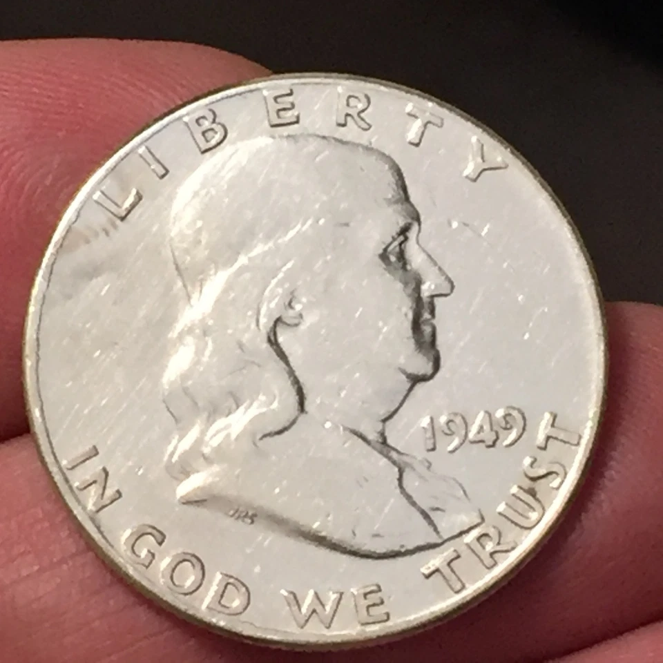 STATI UNITI -MEZZO DOLLARO "FRANKLIN" -HALF DOLLAR 1949 - ARGENTO '900 CAMPANA - Immagine 1 di 2
