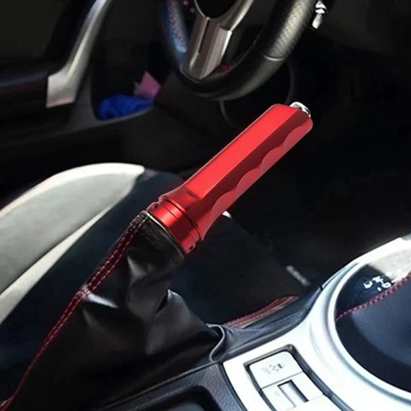RED Chrome Aluminum Car Handle Hand Brake Sleeve Universal Fitment Cover Foto 1 de 4