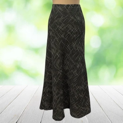 Saia Newport News Vintage Feminina 16 Preto Branco Tweed Corte Viés Maxi Anos 90 - Imagem 1 de 4