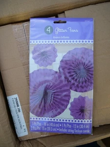 Job lot 72 packs of ceiling decoration Glitter fans. RRP £575.28 Purple New - Picture 1 of 4