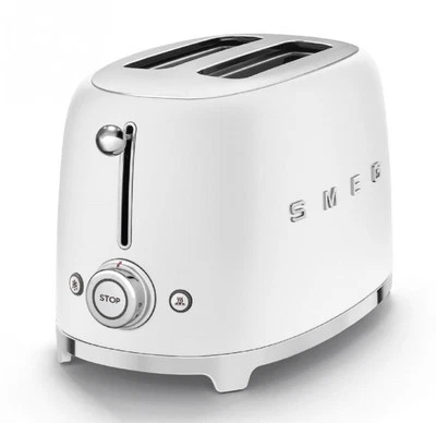 Smeg 2 Slice Toaster in Matte White 50`s style 950W Retro Style - Image 1 of 4