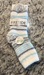SOFSOLE FIRESIDE ALOE VERA INFUSED COZY LODGE SOCKS WOMEN'S SIZE 5-10 Blue/Gray - Picture 1 of 2