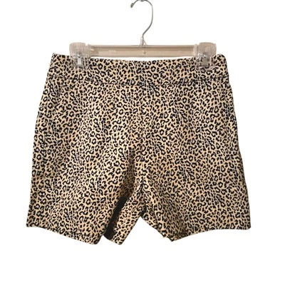Pantalones Cortos J Crew Leopardo Tejido de Cesta Mujer Talla 2 Cremallera Lateral Entrepierna 4 en 100% Algodón Foto 1 de 4