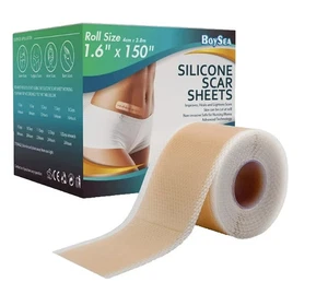 BOYSEA Professionelle Silikon Narbenentfernungsfolien ROLLE (1,6" x 150" / 4cm x 3,8m) - Bild 1 von 6