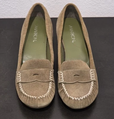 Mocasín para mujer Markon de gamuza con tacón de cuña talla 9 verde Foto 1 de 4