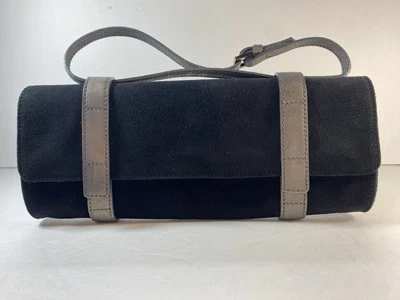 Bolso de Mano Donald J Pliner Couture Italiano Cuero/Gamuza Asa Superior Negro y Estaño Foto 1 de 4