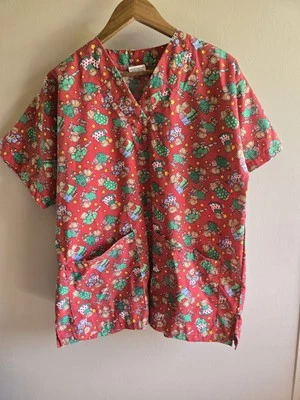 Blusa Médica Mujer Tendencia Multicolor Navidad Osos de Peluche Manga Corta Talla M Foto 1 de 4