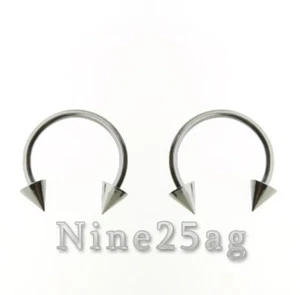 PAIR OF 14g 1/2" INCH SPIKES HORSESHOE Barbell Body Jewelry EAR NIPPLE PLUGS - Picture 1 of 1