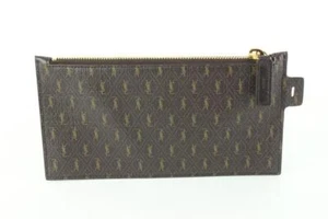Saint Laurent Dark Brown YSL All Over Zip Pouch 26ys517s - Picture 1 of 12