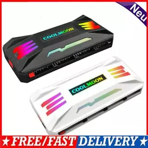 COOLMOON 4Pin PWM 5V 3Pin ARGB Cooling Fan RGB Controller for PC Case Chassis UK - Picture 1 of 9