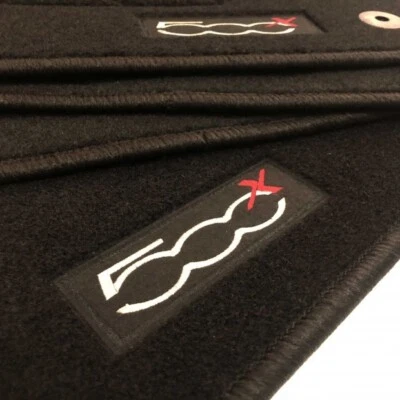 Tapis de Sol pour FIAT 500X Logo Velours Voiture 2015-Présent - Photo 1/4