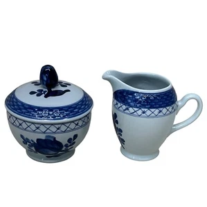 Royal Copenhagen Blue Tranquebar Creamer and Sugar with Lid - Picture 1 of 7