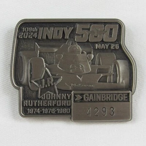 2024 Indy 500 Silver #4293 Pit Badge Johnny Rutherford 3x Winner JR #3 McLaren - Picture 1 of 6