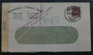 1944 Mexico Censor Window Cover ties 12c Stamp cd Nuevo Laredo - Picture 1 of 2