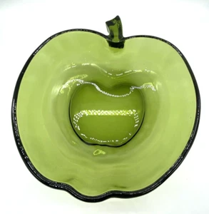 Hazel Atlas Vintage Glass GREEN Apple Shape Candy Dish Clear, Great Condition - Picture 1 of 6