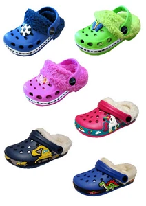 Kinder Clogs warm gefüttert Hausschuhe Gartenschuhe Freizeit Kita Gr.18-35 neu - Bild 1 von 17