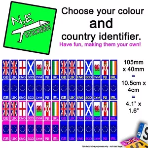 Car Number Plate Vinyl Sticker (s) Choose country flag GB UK EU IRL SCO NI CYM - Picture 1 of 1