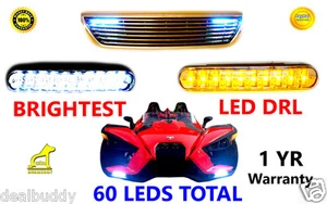 FIT FOR Polaris Slingshot SL LE White Fog Dual LED DRL Light + Amber Turn Signal - Picture 1 of 1