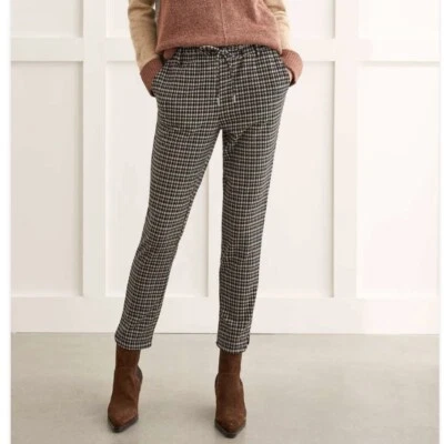 Pantalones al tobillo tribales de punto con dobladillo redondeado cintura alta talla pequeña pata de gallo Foto 1 de 4