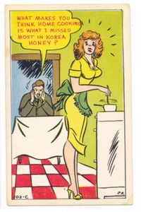 KOREAN WAR Military Risque Humor SOLDIER Missed Sex More Than Her Cooking ca1953 - Picture 1 of 2