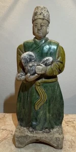 CHINESE MING DYNASTY GLAZED POTTERY ATTENDANT TOMB MINGQI (1368- 1644) RARE - Picture 1 of 6